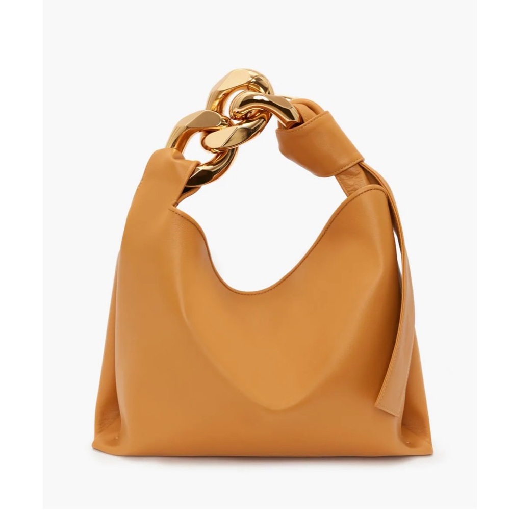 JW ANDERSON Tan Leather Hobo Bag with Gold Chain Handle